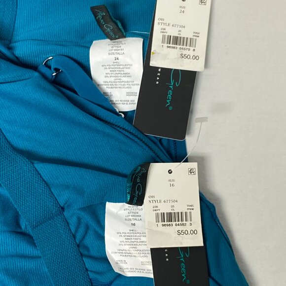 Aqua Green Keyhole Neck Blouson One Piece Swim Romper Dress Pockets Teal NWT - Picture 13 of 13